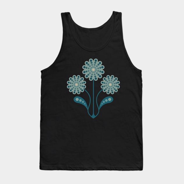 ANEMONE Retro Vintage Mid-Century Modern Floral Botanical in Cozy Teal Powder Blue Cream Midnight Blue-Black - UnBlink Studio by Jackie Tahara Tank Top by UnBlink Studio by Jackie Tahara